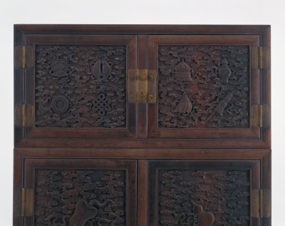 图片[2]-Red sandalwood carving, eight immortals and eight treasures, top box and cabinet-China Archive